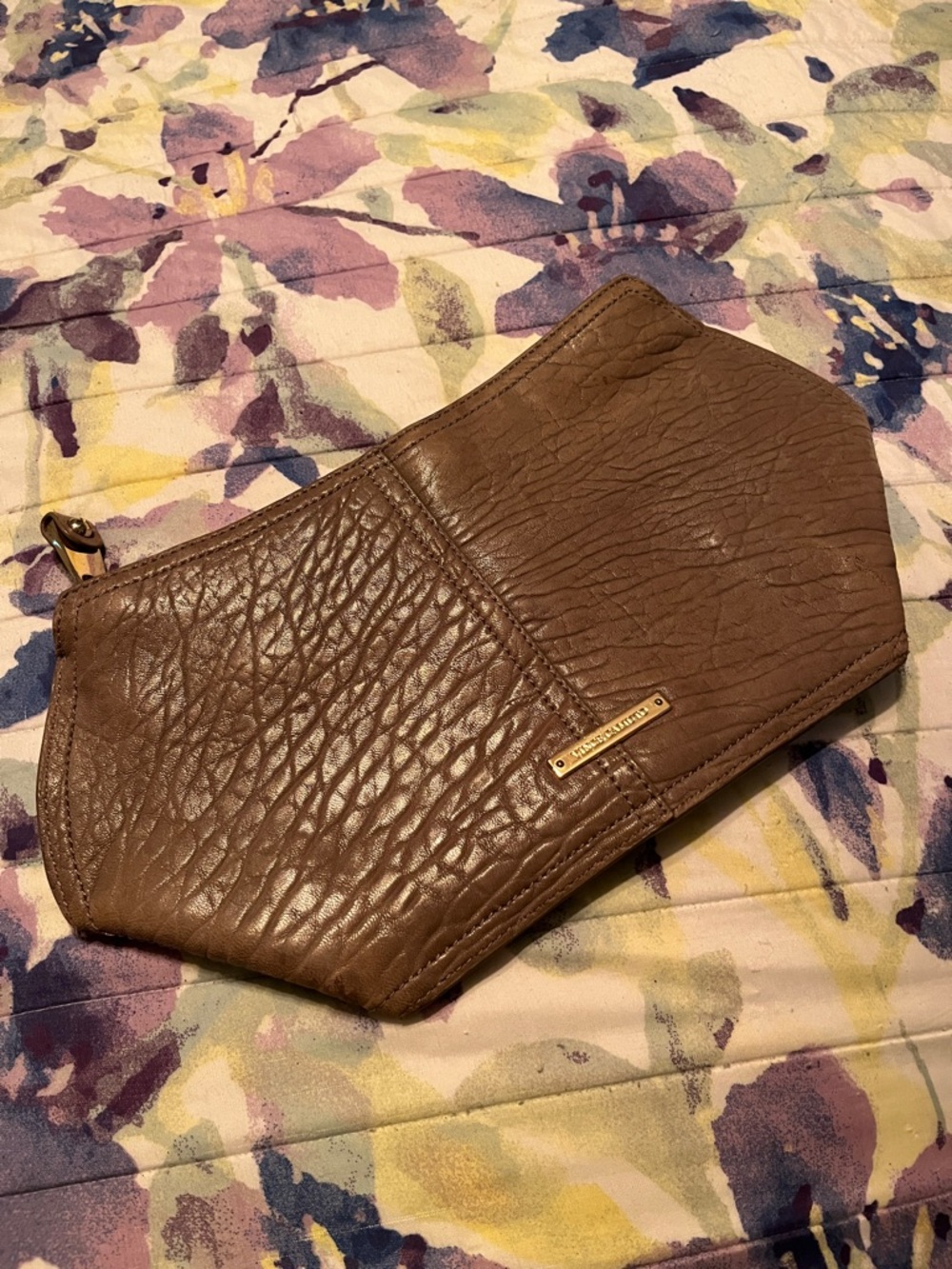 Taupe Leather Clutch